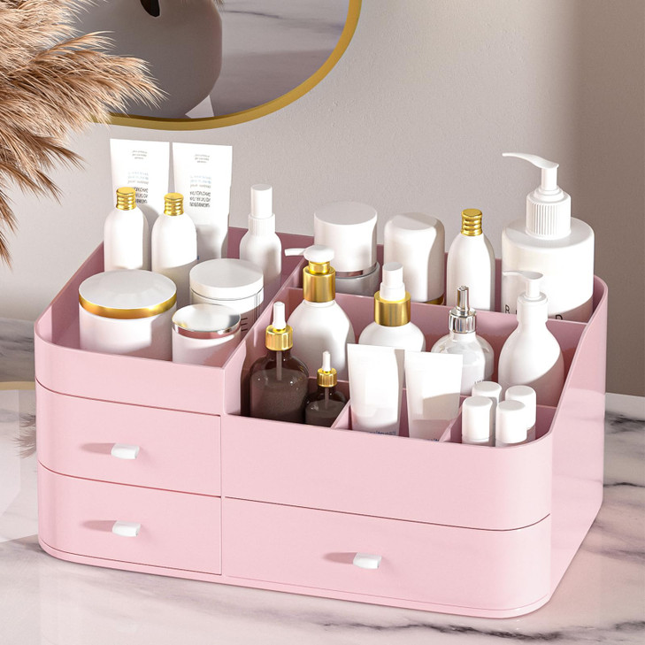 MIUOPUR Makeup Organizer for Vanity Large Capacity Desk Organizer with Drawers for Cosmetics Lipsticks Jewelry Nail Care